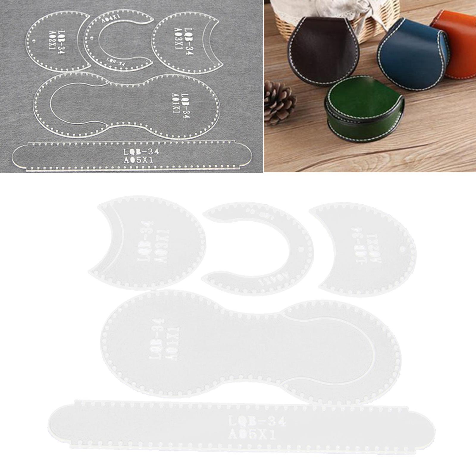 5x Wallet Pattern Stencil Leather Craft Drawing Cutting Template Mould Board Kit