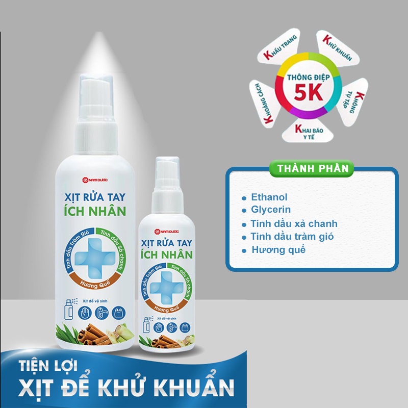 [Chính Hãng + FreeShip] Xịt rửa tay Ích Nhân dịu nhẹ, an toàn, diệt vi khuẩn, khử mùi hôi (chai 50ml-100ml)