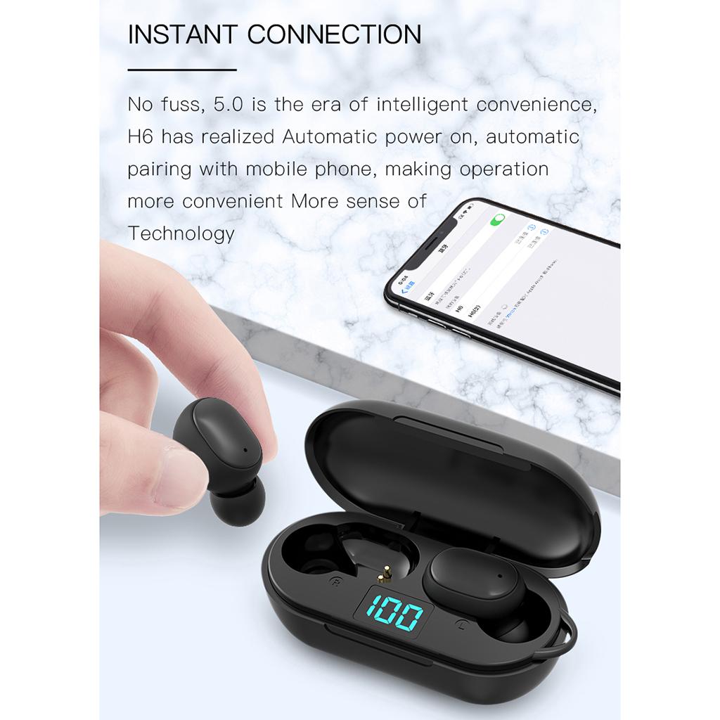 Tai nghe không dây mini H6 Bluetooth 5.0 âm thanh sống động HiFi kèm mic cho IOS Android
