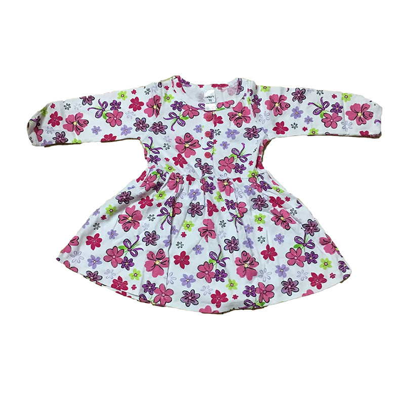 Váy đầm dài tay cho bé gái size 1-7 chất cotton (Giao màu ngẫu nhiên) 