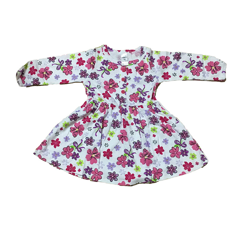 Hình ảnh Váy đầm dài tay cho bé gái size 1-7 chất cotton (Giao màu ngẫu nhiên) 