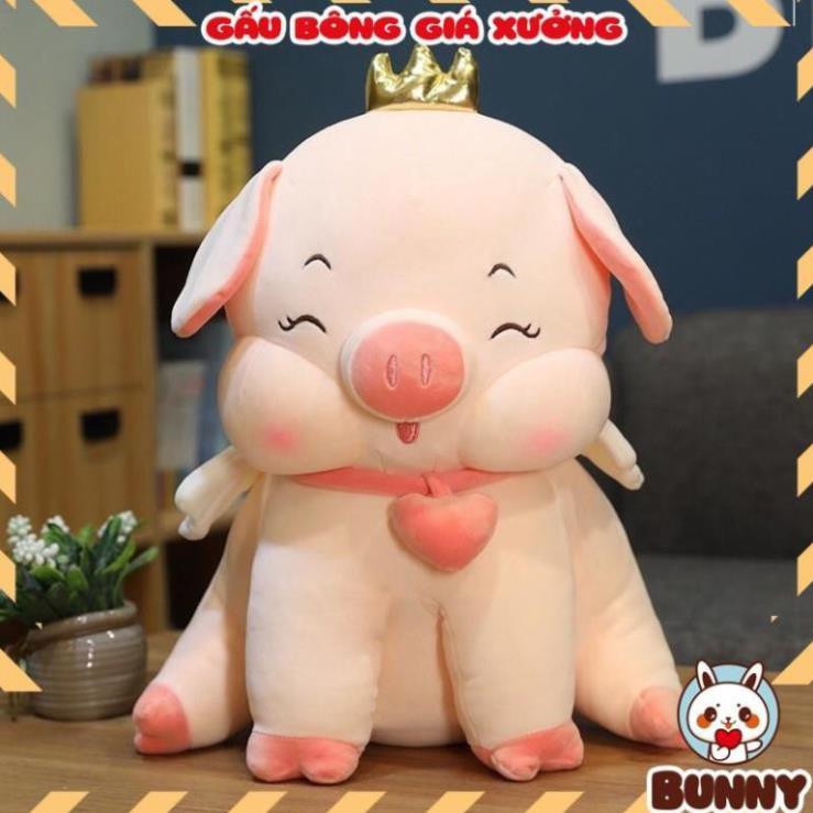 Thú Bông Heo Ngồi, Lợn Bông Heo Ngồi Đội Vương Miện 38cm/45cm/55cm Siêu Dễ Thương Mềm Êm Mịn