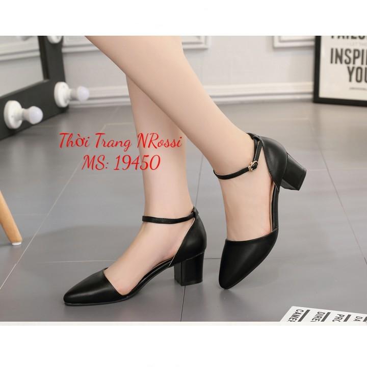 Giày cao gót thời trang mũi nhọn gót cao 5cm màu trắng size lớn 40 41 42 43 44