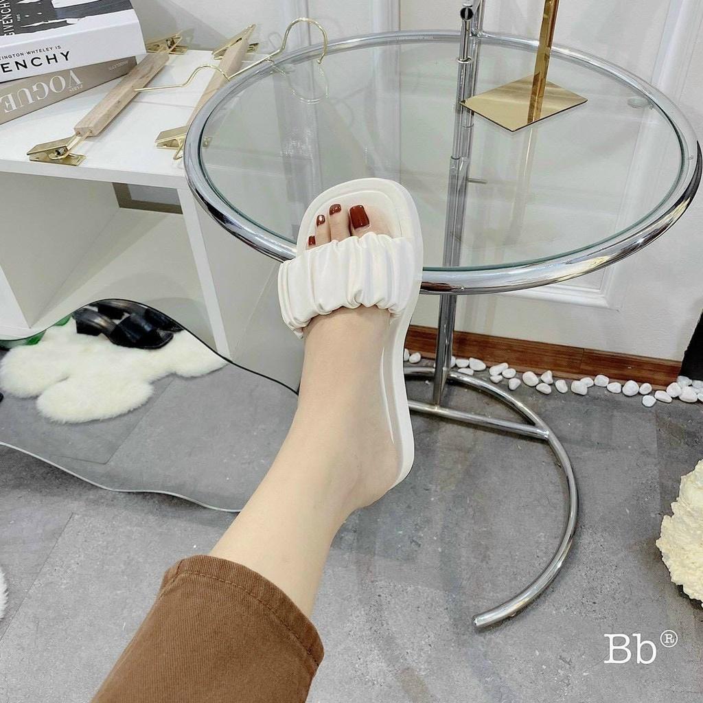 Dép lê nữ đế bánh mì siêu nhẹ 2 phân quai nhăn nhún