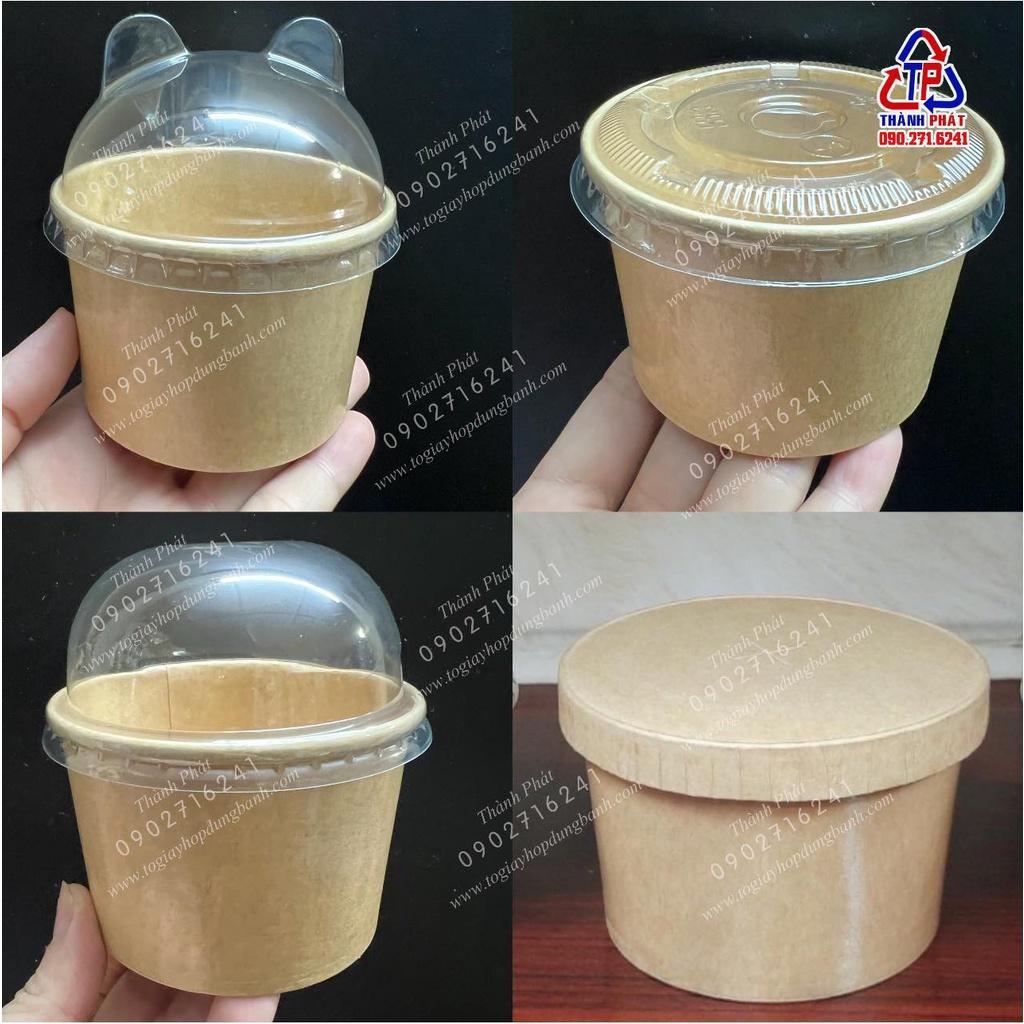 50 Ly kem giấy kraft đựng kem - chè - xôi - thức ăn mang đi - chống thấm nước