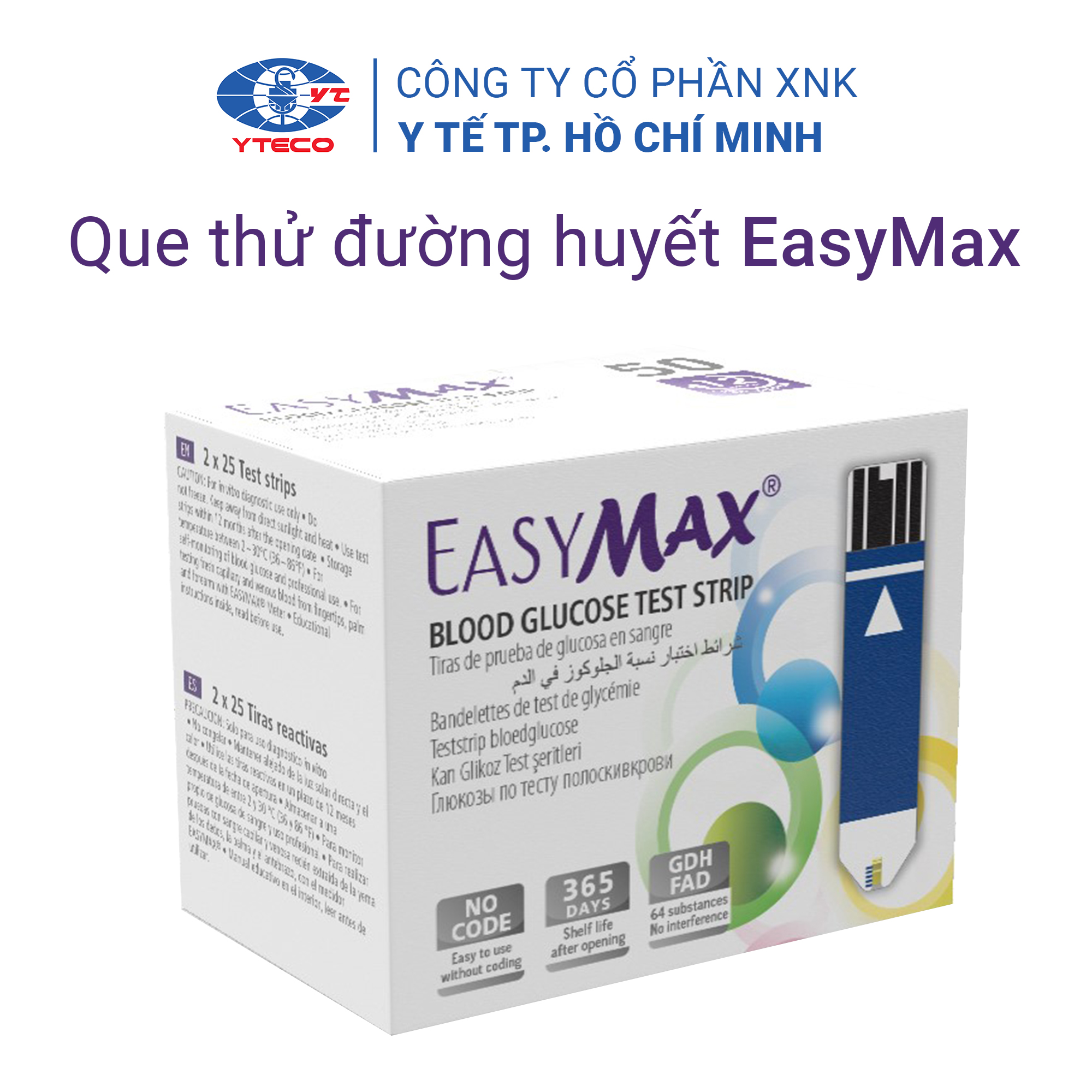 Que thử đường huyết EasyMax Hộp 50 que