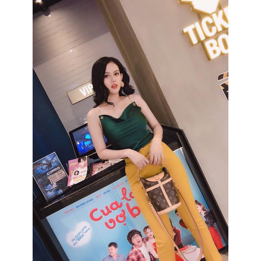 ÁO 2 DÂY XÍCH VẢI PHI 2 LỚP HÀNG THIẾT KẾ CHUẨN SHOP CỰC HOT TẠI LANAFASHION