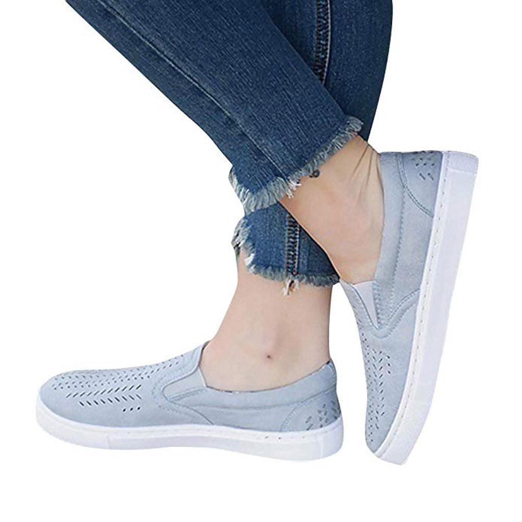 Women Casual Hollow Canvas Loafer Flats SlipOn Walking Shoes Sneaker