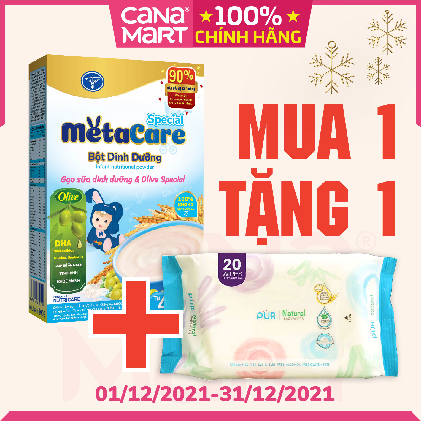 Bột ăn dặm tốt cho bé Nutricare Metacare Gạo sữa dinh dưỡng & olive Special (200g)