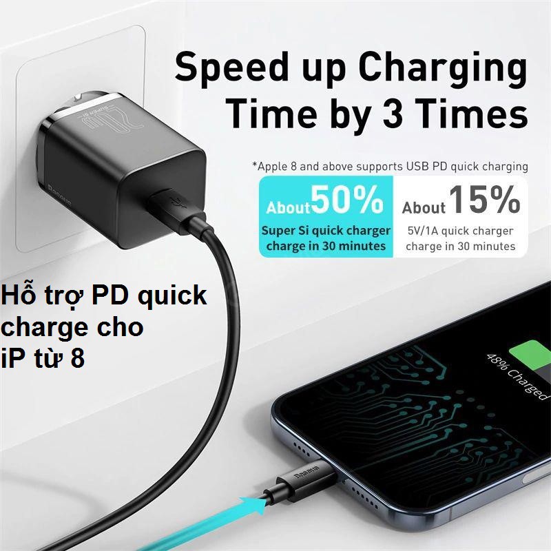 Cốc sạc type-C 20W Baseus Super Si Quick Charger CCCJGCC - Hàng chính hãng