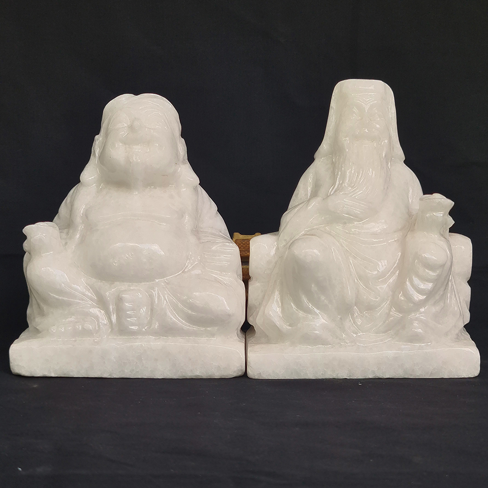 Bộ Thần Tài Thổ Địa - Đá Trắng - 16Cm - Mx