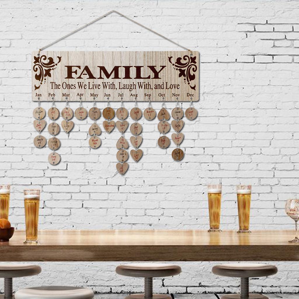 Family & Friends Wooden Calendar Board Birthday Reminder Hanging Sign