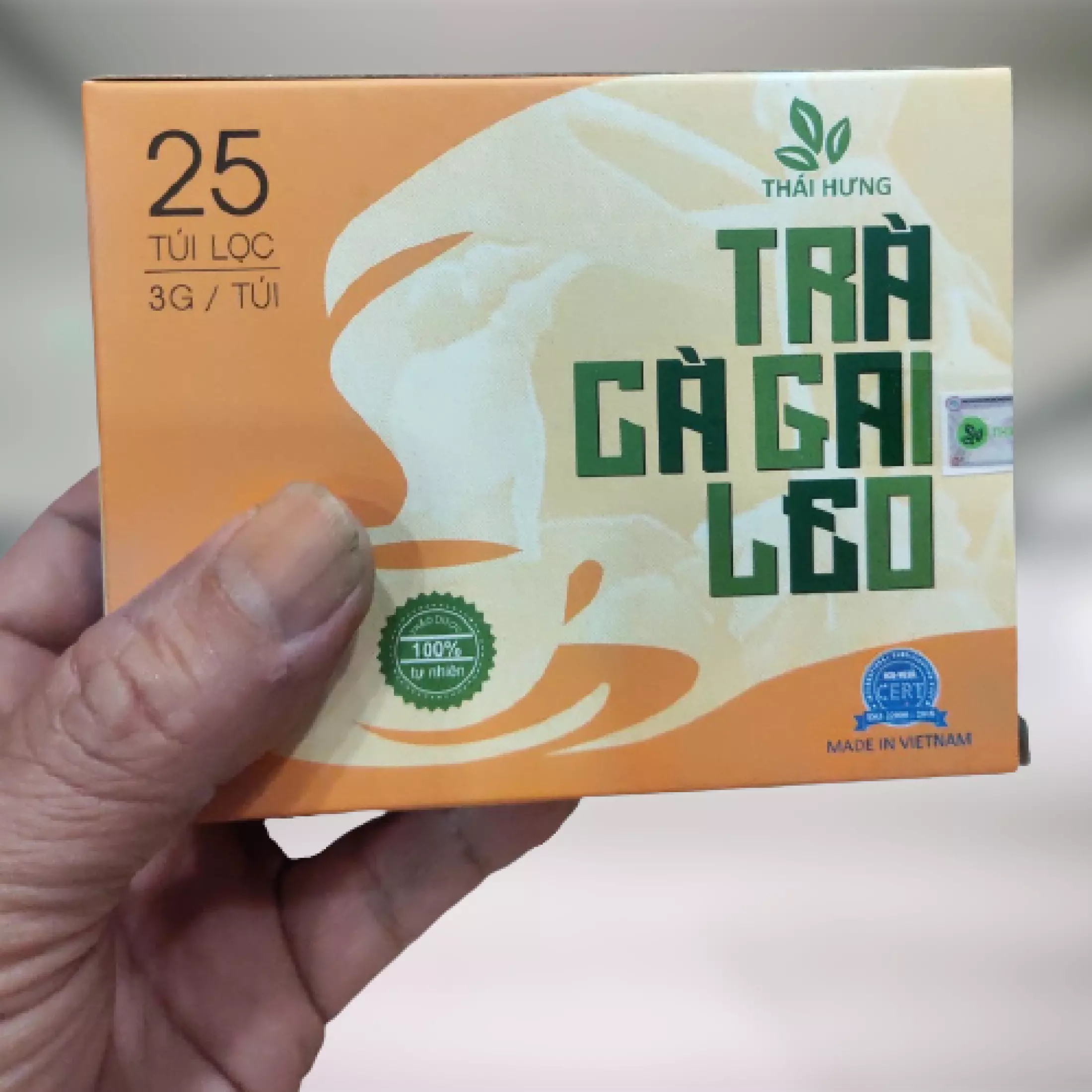 Trà Cà Gai Leo THÁI HƯNG Loại Đặc biệt - Hộp 25 túi lọc x 3g - Thải độc gan, hạ men gan, giảm mỡ trong gan