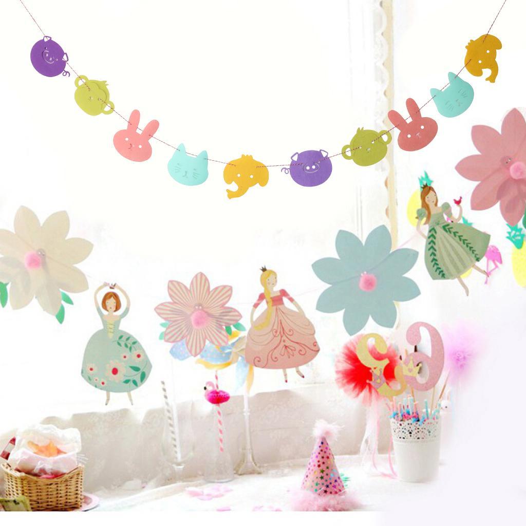 Cute Animal Bunting Banner Birthday Christening Party Hanging Decoration