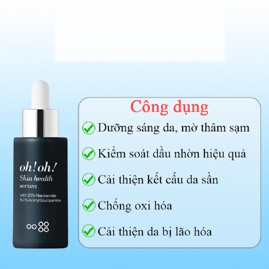Tinh Chất Oh!Oh! 20% Niacinamide &amp; 2% Acetyl Glucosamine Dưỡng Sáng Da, Giảm Thâm Nám Chai 30ml