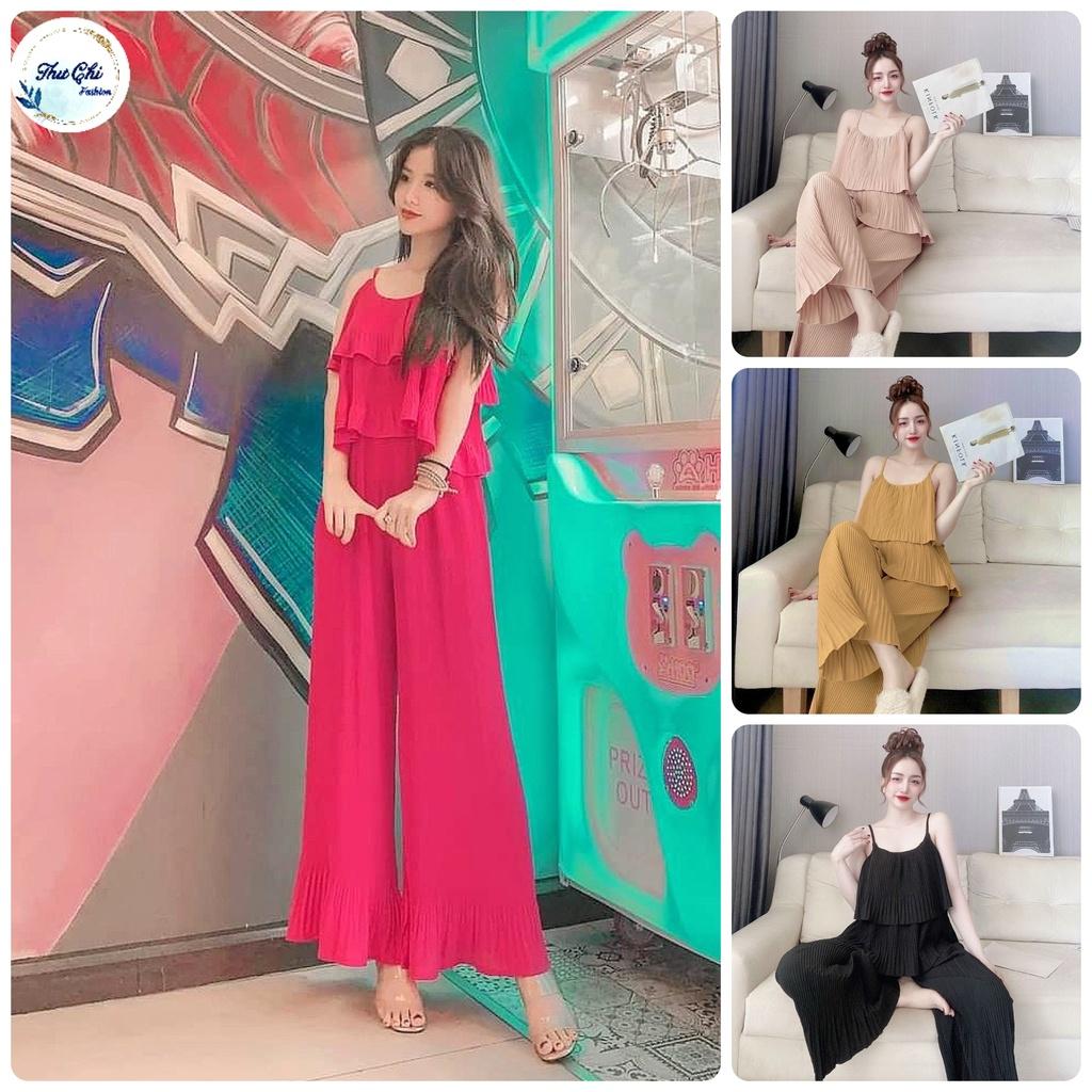 Đồ bộ nữ quần ống suông rộng, vải lụa dập ly xốp, mịn mát, ít nhăn, (2 size từ 48-55-68 kg) * Set đồ bộ nữ mùa hè