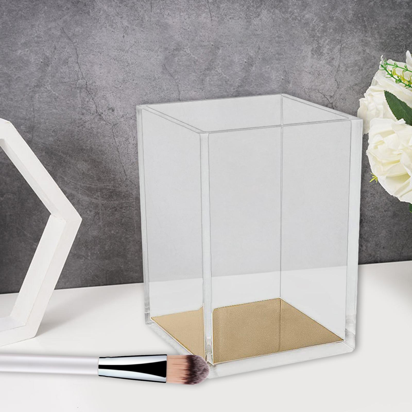 2x Transparent Makeup Brush Holder Cosmetic Storage Desktop Organizer Container