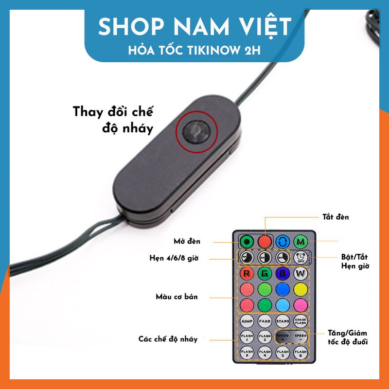 Cây Thông Noel Phủ Tuyết Có Đèn Led RGB Trang Trí Giáng Sinh, Có Thể Gấp Gọn, Kèm Remote