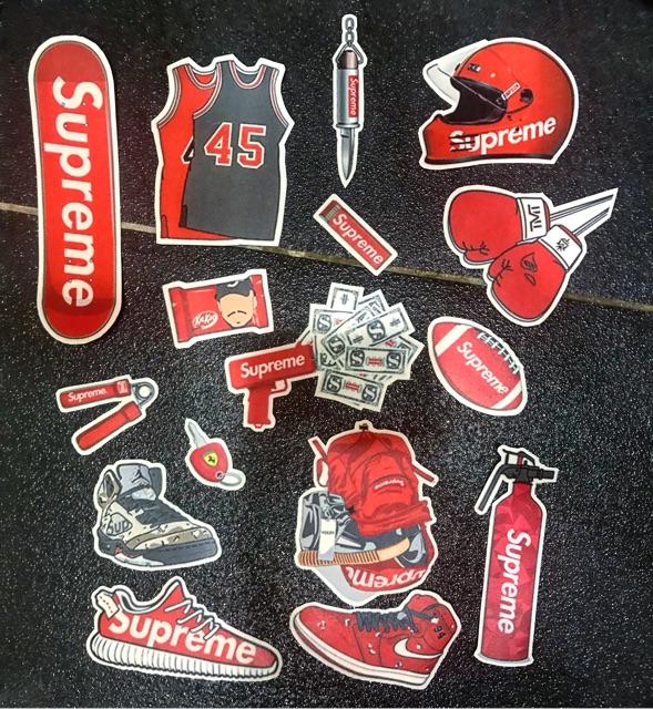 Combo mix 4 tấm sticker A4 cắt sẵn supreme