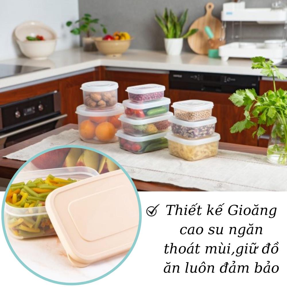 (HCM) Hộp đựng thực phẩm trữ đông đựng cơm nhựa trong tủ lạnh nhiều size có nắp kín khí