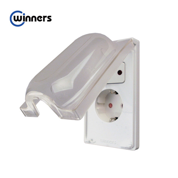 Ổ cắm đôi chống nước đa năng Winners WLP2-22000 sản xuất tại Hàn Quốc, chất liệu nhựa chống cháy, sử dụng điện 220VAC phù hợp lắp cho các đế âm tường chữ nhật tại Việt Nam