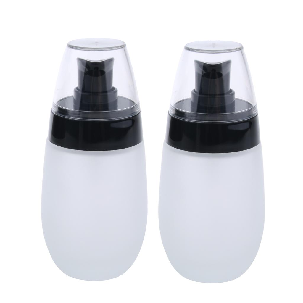 2pcs Frosting Glass Refillable Empty Pump Lotion Body Wash Hand Wash Liquid Spray Bottle Makeup Container Vials