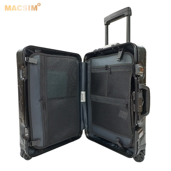 Vali hợp kim nhôm nguyên khối MS1317 Macsim cao cấp màu bạc, màu đen cỡ 20inches