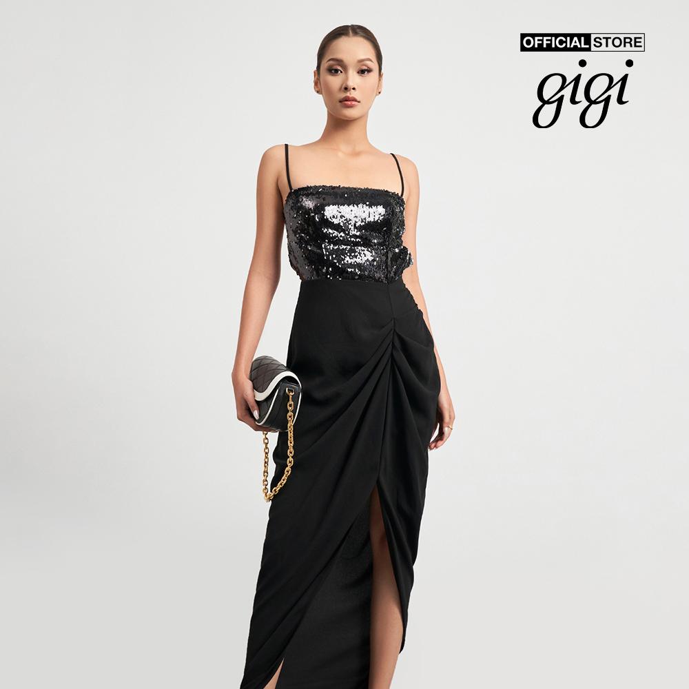 GIGI - Đầm maxi hai dây xếp nếp phối xẻ tà quyến rũ G2105D221189