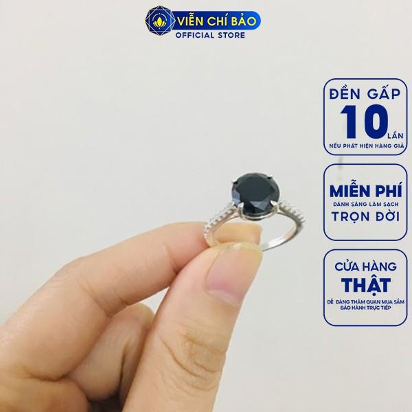 Nhẫn bạc nữ Diamond đính đá Đen chất liệu bạc S925 trẻ trung cá tính thương hiệu Viễn Chí Bảo N400678