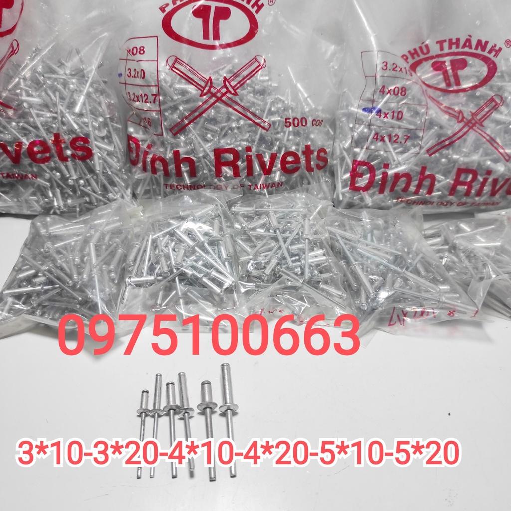 Rive Nhôm 3x10mm,3x20mm,4x10mm,4x20mm,5x10mm,5x20mm/ 100gram - Đinh rive rút