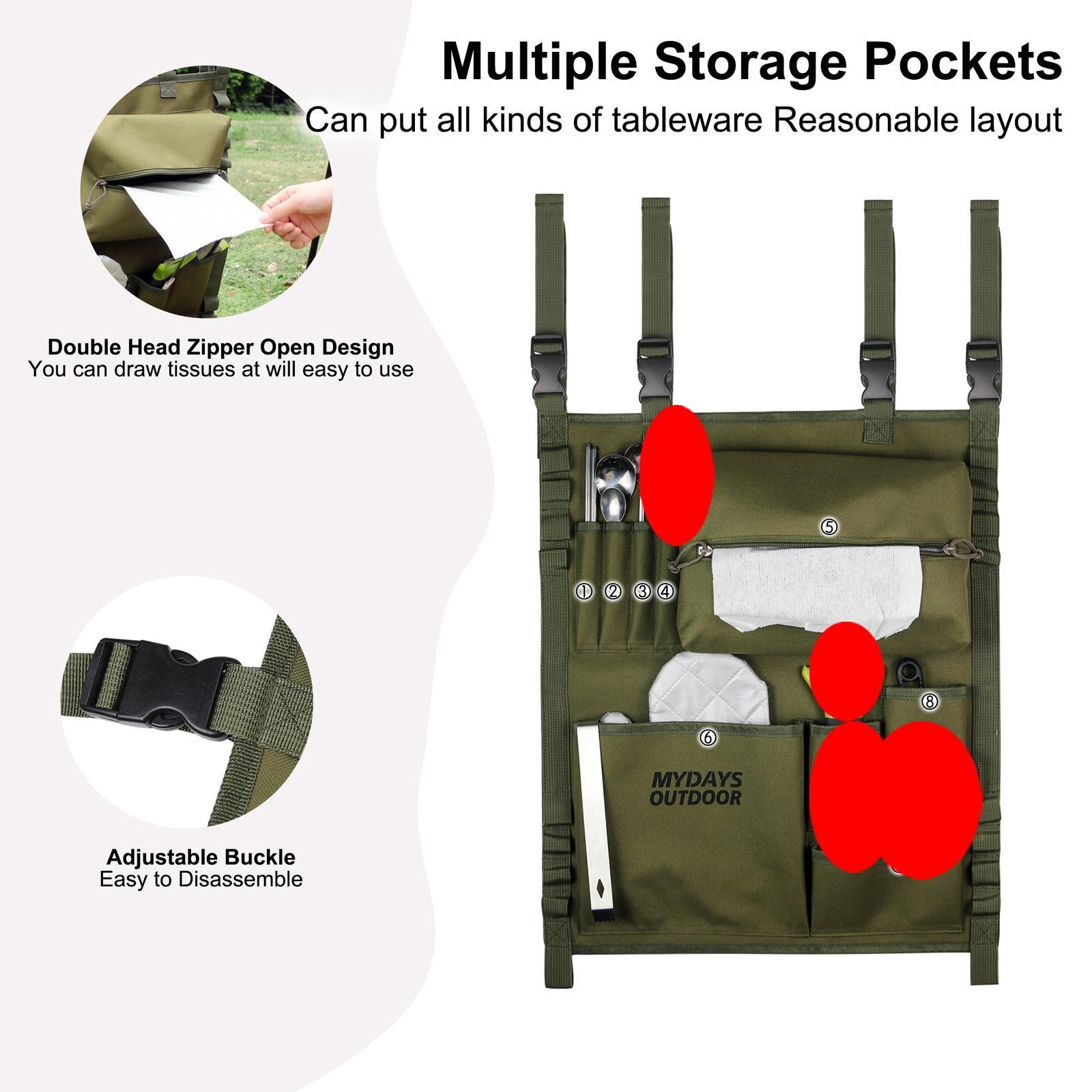 Tableware Storage Bag Multi Pocket Dinnerware Bag for Kitchen Camping Picnic