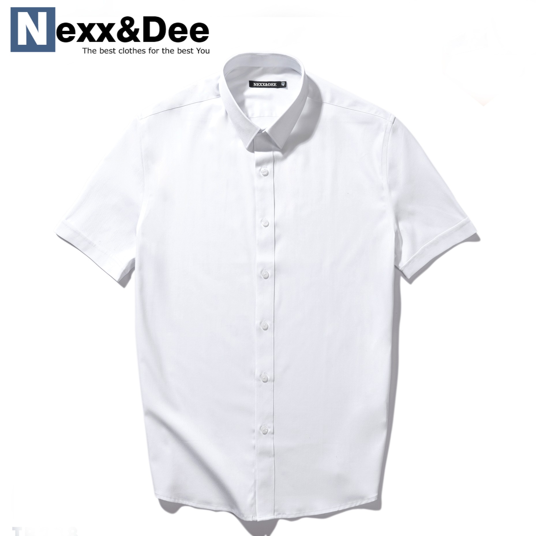 Áo sơ mi nam tay ngắn màu trắng công sở vải cotton lụa trẻ trung niên Nexx&amp;Dee SM07