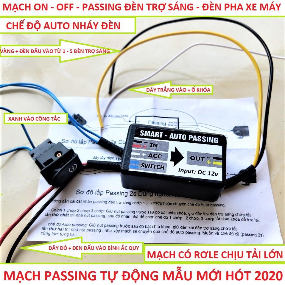 Mạch passing 3s auto smart tự động cho đèn trợ sáng xe máy mẫu mới loại tốt có học lệnh