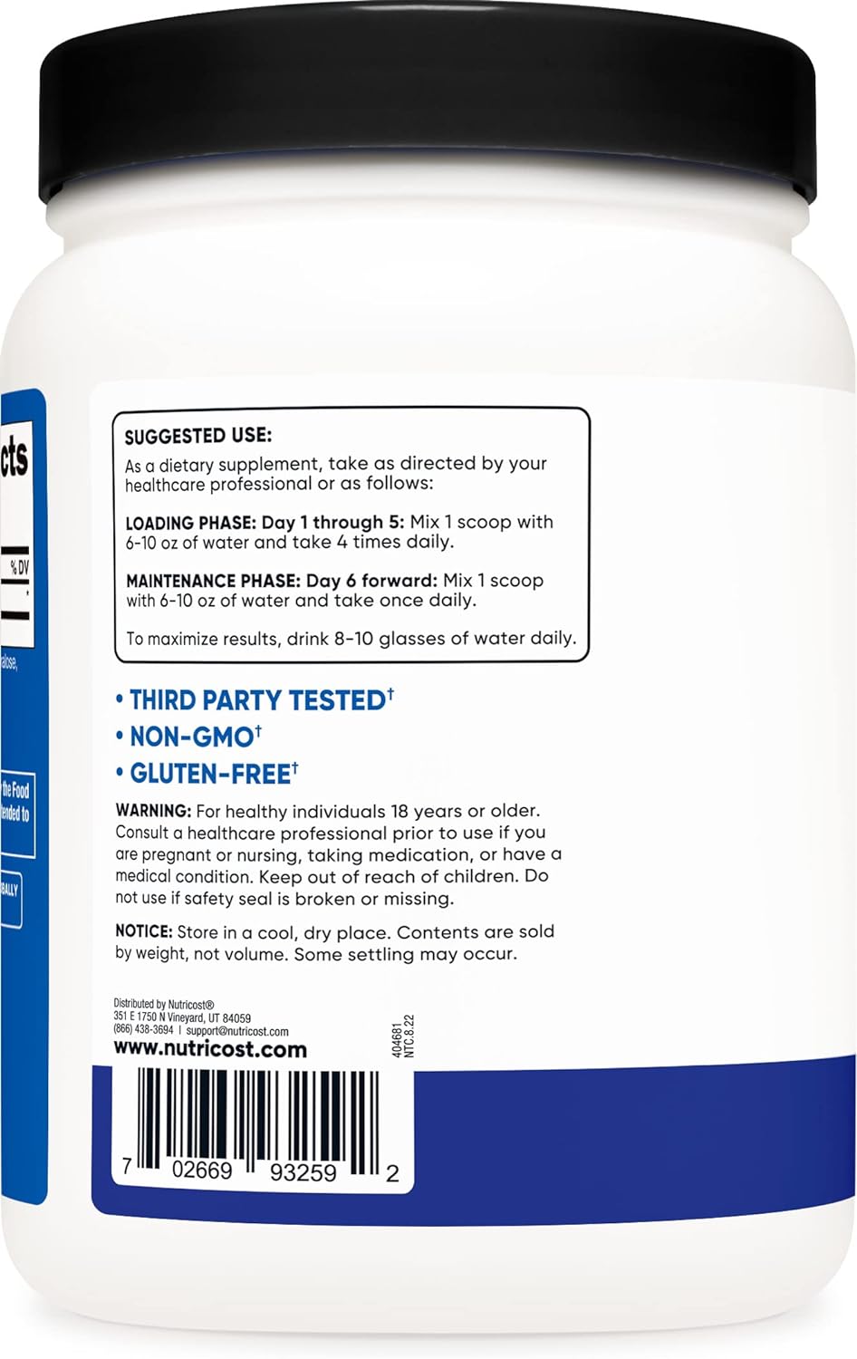 Nutricost Creatine Monohydrate 500 Gram Hỗ Trợ Tăng Sức Mạnh Cơ Bắp Phục Hồi Năng Lượng