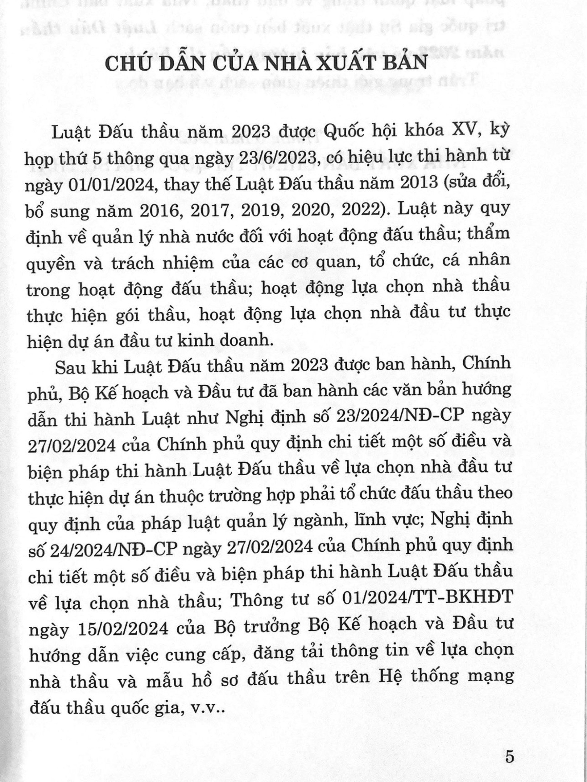 Luật đấu thầu năm 2023 và văn bản hướng dẫn thi hành