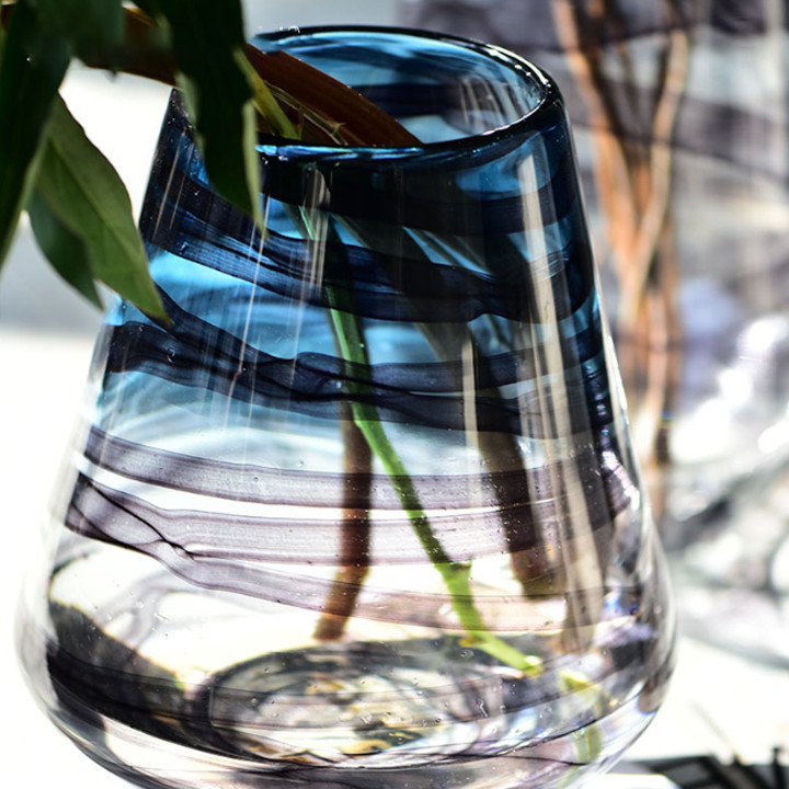Bình hoa thủy tinh đẹp họa tiết gợn nước decor trang trí phòng khách