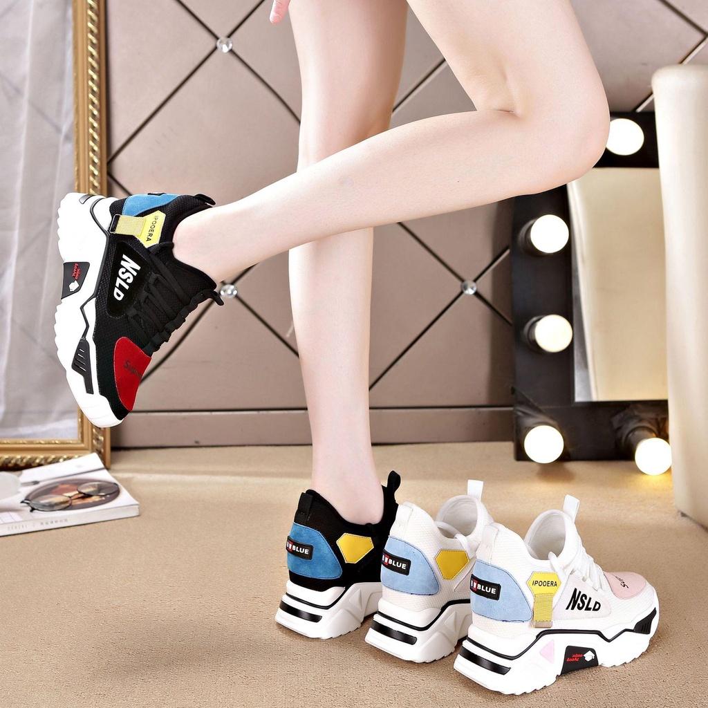 Giày thể thao nữ trắng tăng Chiều Cao Của Phụ Nữ Giày Thoáng Khí Giày Nữ Kích Thước Nhỏ 21089