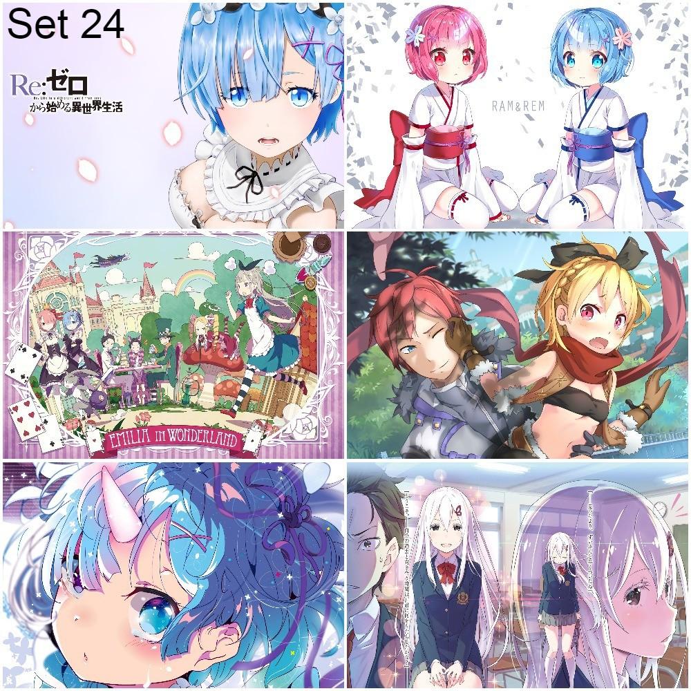Bộ 6 Poster anime Re:Zero − Bắt đầu lại ở thế giới khác - A3,A4,A5