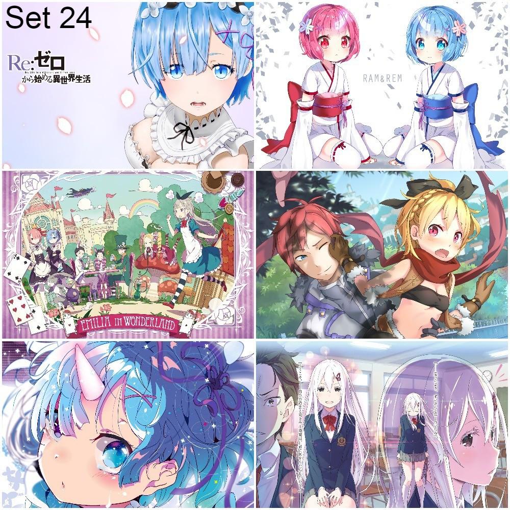 Bộ 6 Poster anime Re:Zero − Bắt đầu lại ở thế giới khác (3) (bóc dán) - A3,A4,A5