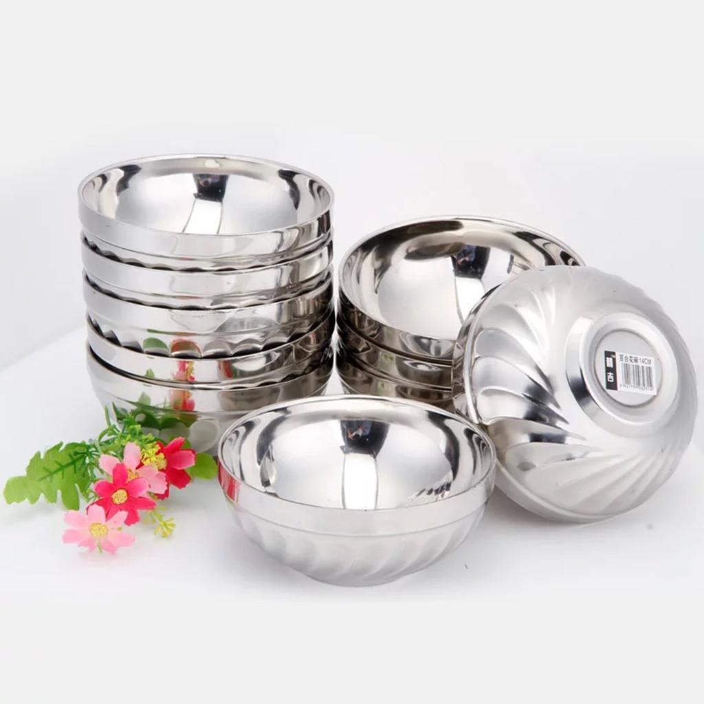 Kids Stainless Steel Double-deck Bowl Silver Color Dual-Layers Container 11.5CM