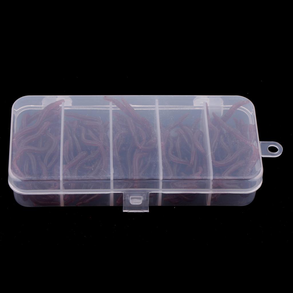 150pcs Artificial Worm Earthworm Maggot Soft Plastic Fishing Lure Bait Red