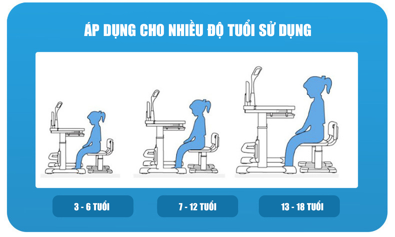 Bộ Bàn Ghế Học Sinh Thông Minh Có Thể Điều Chỉnh Độ Cao Chống Gù Lưng, Cận Thị Cho Bé