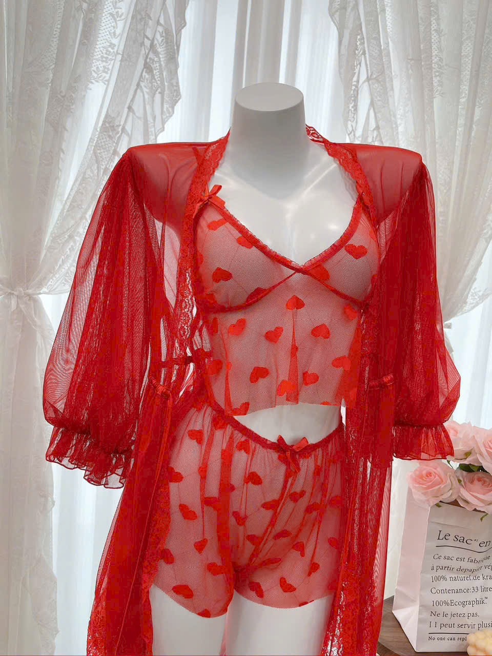 Bộ Đồ Ngủ 2 Dây Ren Lưới Quảng Châu Cao Cấp Không Kèm Choàng D427