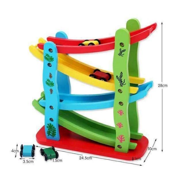 Đồ Chơi Gỗ Cầu Trượt Zíc Zắc Hình Học 4 Tầng - Đồ Chơi Gỗ Thông Minh Cho Bé