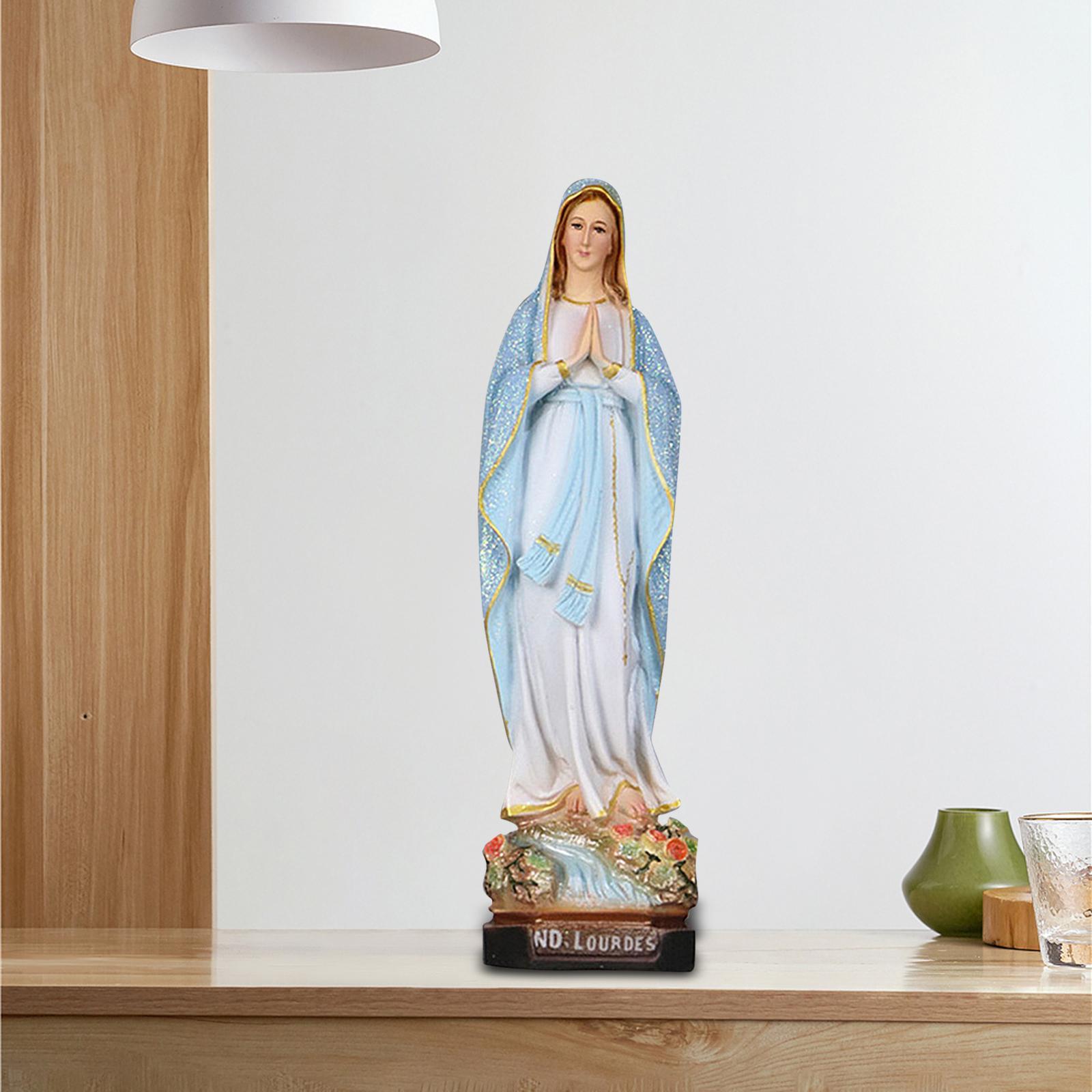 Mother Mary Figurine on Base Holy Statue for Bedroom