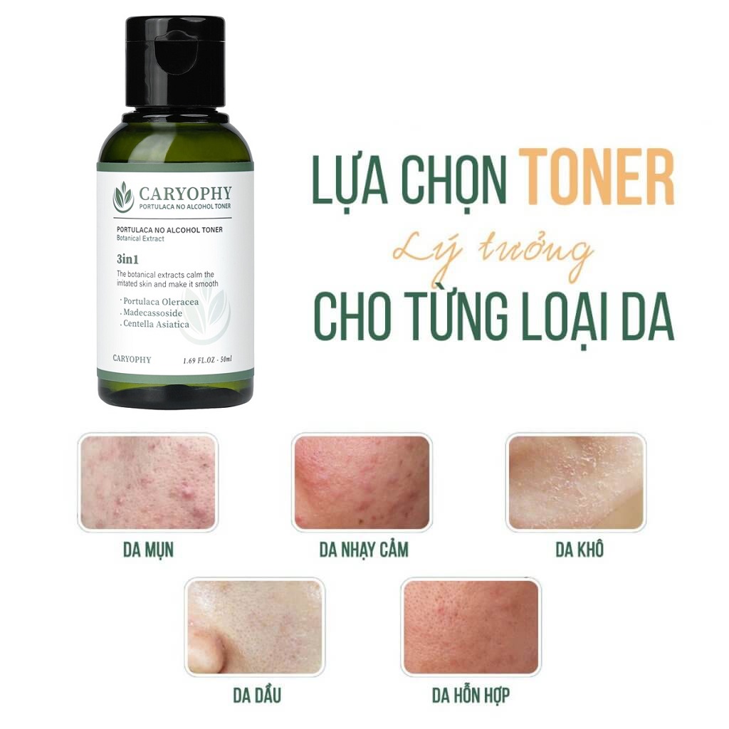 Nước Hoa Hồng Chiết Xuất Rau Má Ngừa Mụn Caryophy Portulaca Toner 50ml