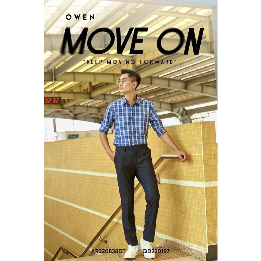 OWEN - Áo Sơ mi Owen Regular fit chất sợi tre kẻ ca rô xanh đậm 220838