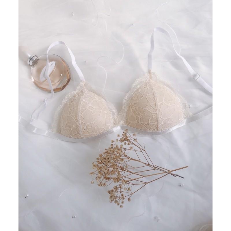 Gaia nude - Set lót ren áo bra không gọng mút mỏng