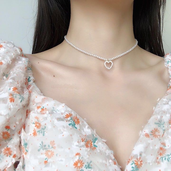 Vòng cổ choker hợp kim đính hạt xinh xắn