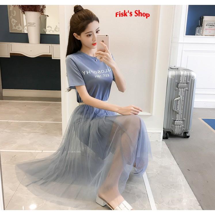 Set váy phông phối chân váy lưới